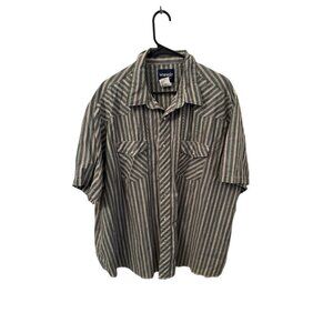 Wrangler pearl snap button down gray/blue shirt size 3xl
